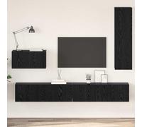Mokuyary Mueble de TV de pared, 4 unidades, aspecto de roble negro, unidad de pared modular, juego de sala de estar, multiposición, soporte para TV, para colgar en la pared del salón, moderno