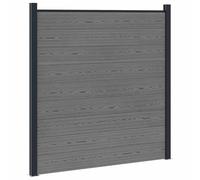 Mokuyary - Panel de valla WPC y aluminio gris, valla de jardín al aire libre decorativo de paneles de barrera animal para patio, patio trasero, patio trasero y terraza -A2