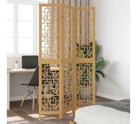 Mokuyary - Partición de separación de 3 paneles de color marrón madera Paulownia maciza, biombo multifuncional Separador de habitaciones, Rompecabezas para oficina, dormitorio, sala de estar -C