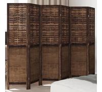 Mokuyary - Partición de separación de 6 paneles, color marrón oscuro Paulownia macizo, Biombo multifuncional Separador de habitaciones, Rompecabezas, para oficina, dormitorio, salón -B