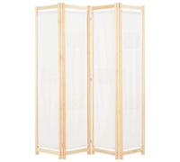 Mokuyary - Partición separadora de 4 paneles de color crema 160x170x4 cm Tela, biombo multifuncional Separador de habitaciones, Rompecabezas para oficina, dormitorio, sala de estar