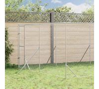 Mokuyary Perrera exterior para perros plateada, 4 x 12 x 2 m, acero galvanizado, recinto exterior para perros y cachorros, jaula para jardín