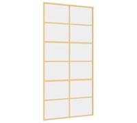 Mokuyary - Puerta corredera dorada (102,5 x 205 cm, vidrio ESG claro y aluminio, puerta interior para dormitorio, granero, garaje -B