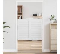 Mokuyary Puertas batientes 2 pcs Blanco Madera de Pino Maciza Puerta Abatible de Madera Maciza para Interiores Pasillo, Cocina, Bar 90 x 100 cm