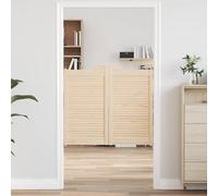 Mokuyary Puertas batientes 2 pcs Natural Madera de Pino Maciza Puerta Abatible de Madera Maciza para Interiores Pasillo, Cocina, Bar 90 x 100 cm