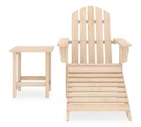Mokuyary Silla Adirondack de jardín con otomana y mesa de madera maciza de abeto para jardín, patio o terraza, hoguera, playa, piscina, porche