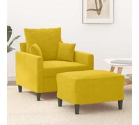 Mokuyary Sillón con taburete, color amarillo, 60 cm, de terciopelo, con taburete, moderno, para salón, dormitorio