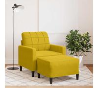 Mokuyary Sillón con taburete, color amarillo, 60 cm, de terciopelo, moderno, con taburete, para sala de estar, dormitorio