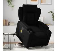 Mokuyary Sillón de masaje con ayuda para levantarse, color negro, de piel sintética, sillón de relax, sillón de televisión, función reclinable, sistema de inclinación manual, mA2