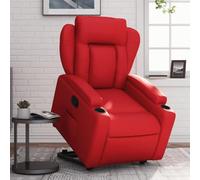 Mokuyary Sillón de relax con ayuda para levantarse, color rojo, piel sintética, sillón de TV con función reclinable, sillón reclinable individual para salón, dormitorio, sistema de inclinación manual