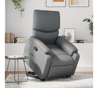 Mokuyary Sillón de relax con ayuda para levantarse, gris piel sintética, sillón de TV con función reclinable, sillón reclinable individual para salón, dormitorio, sistema de inclinación manual mA3