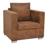 Mokuyary Sillón marrón de 82 x 73 x 82 cm, ante sintético, para salón, cóctel, con respaldo y reposabrazos, sillón de lectura, sillón de TV, para dormitorio, apartamento