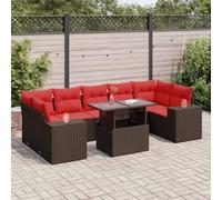 Mokuyary Sofá de jardín 8 dlg. Sofá de jardín con cojín marrón poliratán acacia lounge sofá muebles de jardín para balcón terraza con almacenamiento M332K765