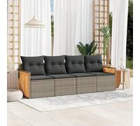 Mokuyary Sofá de jardín de 4 delg. Sofá de jardín con cojín gris poliratán salón sofá muebles de jardín para balcón terraza sin mesa M325K855