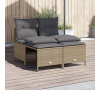 Mokuyary Sofá de jardín de 4 piezas con cojín, beige, poliratán lounge, sofá, muebles de jardín, jardín para balcón, terraza, jardín, M368K374