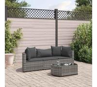 Mokuyary Sofá de jardín de 4 piezas con cojín, gris, poliratán lounge, sofá, muebles de jardín, jardín para jardín, jardín, jardín, jardín M330K362