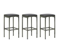Mokuyary - Taburetes de bar con cojines, lote de 3 unidades, color gris, resina trenzada, taburete de bar, silla de cocina, para comedor, encimera