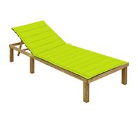 Mokuyary Tumbona con cojín verde claro impregnado de madera de pino con respaldo ajustable para jardín, balcón, terraza, camping, piscina