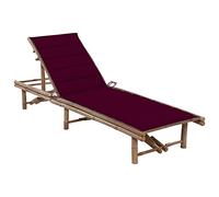 Mokuyary Tumbona de jardín con cojín de bambú con cojín de asiento para interior, uso exterior, color rojo vino