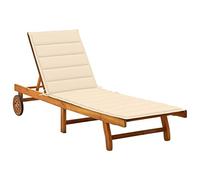 Mokuyary Tumbona de jardín con cojín Madera Crema