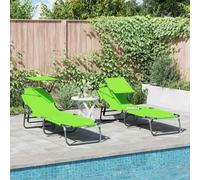 Mokuyary Tumbona plegable 2 piezas verde 190 x 57 x 81 cm Oxford silla de jardín plegable como tumbona de playa o tumbona de jardín, para exterior, piscina, playa, terraza, patio, césped