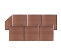 Mokuyary WPC - Juego de valla de 6 cuadrados y 1 oblicuo (1138 x 186 cm), color marrón