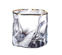 Mokylor 1/2 vasos de whisky irregulares, 10 onzas de fondo grueso, cristalería antigua para beber roca, vasos de cóctel modernos y coloridos para ron, taza de jugo Bourbo (transparente)