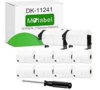 Molabel - 10 rollos de etiquetas de envío DK-11241, 102 mm x 152 mm, 2000 etiquetas en total, con 2 soportes extraíbles y un destornillador, adecuado para impresoras de etiquetas Brother QL