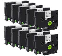 Molabel 10 unidades TZe-241 negro sobre blanco 18 mm x 8 m compatible con cinta de equipo Brother PT-D400, PT-D450, PT-550, PT-D600, PT-P700, PT-P710BT, PT-P750W, PT-1830, PT-2730, PT-2100