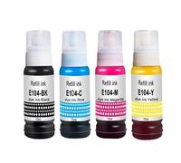Molabel 4 Botellas de Tinta (1 Negras,1 Cian,1 Amarillas,1 Magenta) ompatibles con Epson 104,Adecuada para EcoTank ET 1810 2710 2711 2715 2720 2726 2810 2812 2820 2825 2826 4700 4800 (4 x 70 ml)