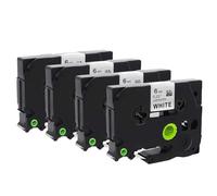 Molabel 4 unidades TZe-211 negro sobre blanco 6mm x 8m, compatible con cinta de equipo Brother, para las máquinas Brother PT-H100LB, PT-H105, PT-H107B, PT-H110, PT-E110VP, PT-H200, PT-D210VP