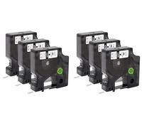 Molabel 45013, paquete de 6 unidades, son etiquetas Dymo D1 45013s de 12 mm x 7 m, con fondo blanco y letras negras. Son compatibles con Dymo LabelManager 160, 210D, LM280 y 420P.