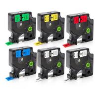 Molabel 6 cintas compatibles Dymo D1 12 mm x 7 m para LabelManager 160 280 100 210D 360D 420P, 6 colores: blanco transparente, azul, rojo, amarillo, verde