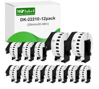 Molabel 6 rollos de etiquetas continuas DK-22210, 29 mm x 30,48 m, Brother QL