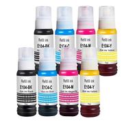 Molabel 8 Ink (2bk2c2y2m) Compatible con Epson 104, Adecuado para EcoTank ET-1810, ET-2810, ET-2820, ET-2870, ET-2814, ET-2815, ET-2825, ET-2826, ET-2830, ET-2840, ET-2866