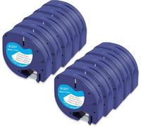 Molabel 91221, 10 unidades, negro sobre blanco, 12mm x 4m, compatible con Dymo Letratag 91221, 91201 y S0721660, alternativa para etiquetas Dymo LetraTag.