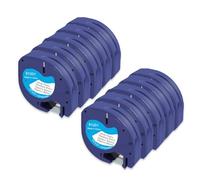 Molabel 91221, 10 unidades, negro sobre blanco, 12mm x 4m, compatible con Dymo Letratag 91221, 91201 y S0721660, alternativa para etiquetas Dymo LetraTag.
