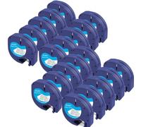 Molabel 91221, 20 unidades, negro sobre blanco, 12mm x 4m, compatible con Dymo Letratag 91221, 91201 y S0721660, alternativa para etiquetas Dymo LetraTag.