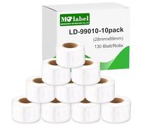 Molabel 99010 Paquete de 10 (28 x 89 mm), S0722370 compatible con Dymo LabelWriter 4XL, 450, 400, 330, 320, 310 y SLP120, 200, 220, 240, 400, 450