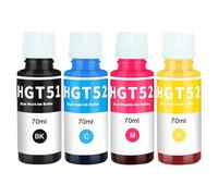 Molabel - Botellas de tinta compatibles GT51/GT52 para impresoras HP DeskJet GT 5810 y 5820 (4 unidades)