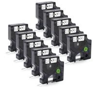 Molabel Compatible con cinta de etiquetas Dymo D1 45010 A45010 12 mm x 7 m Negro sobre transparente, adecuada para Dymo LabelManager LM160 LM210D LM260P LM280 LM360D LM420P, paquete de 10 unidades