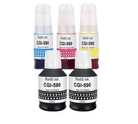 Molabel Juego de 5 botellas de tinta compatibles GI-490/GI-590 (2 negras, 1 cian, 1 magenta, 1 amarillo), repuesto para Canon PIXMA G4511, G3501, G2501, G1501, G1400, G1500, G2500, G3500 G450. 0.