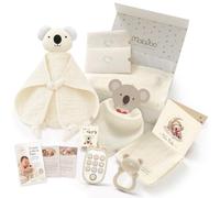 MolaBoo Canastilla Bebé Recién Nacido, Cesta Regalo Recién Nacido 100% Algodón Orgánico GOTS, Doudou Bebé, Manta Muselina, Paño Lactancia, Babero, Sonajero, Mordedor y Caja Regalo
