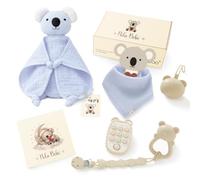 MolaBoo® Canastilla Bebé Recién Nacido Niño - Cesta Regalo Completa con Caja Lista para Regalar | 100% Algodón Orgánico (GOTS) + Doudou, Babero, Sonajero, Mordedor, Cadena y Portachupete