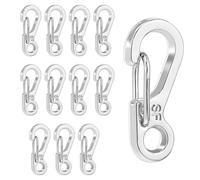 Molain 12 mini mosquetones pequeños con mosquetón, pequeños mosquetones para llaveros de aleación, al aire libre, senderismo, pesca, camping, mochila, accesorios (plateado)