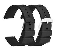 Molain 2 correas de goma de silicona para reloj, liberación rápida hebilla de acero inoxidable negro/plateado correas de reloj universales de repuesto deportivas impermeables (22 mm, banda negra)