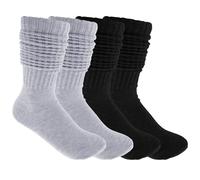 Molain 2 pares de calcetines para mujer, calcetines apilados para otoño e invierno, calcetines de punto suave, calcetines extralargos de punto de algodón, Negro y gris., 40-44