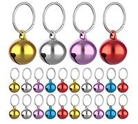 Molain 24 campanas de gato con llaveros, campanas de collar de perro, collar de cascabel de entrenamiento, accesorios para mascotas, festivales, fiestas, cascabeles pequeños (color mezclado)