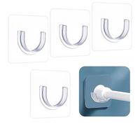Molain 4 Soportes Adhesivos Transparentes para Barra de Cortina de Ducha - Montaje en Pared Invisible, Soporte de Tensión