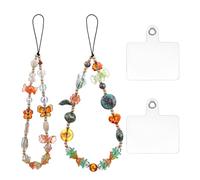 Molain Bonita correa de teléfono con cuentas, diseño vintage de mariposas y flores de cristal estético para teléfono celular, correa de muñeca para mujer, llavero, bolsa de accesorios, colgantes de